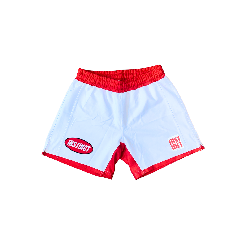 Instinct Jiu-Jitsu Grand Prix Series Frontier Combat Shorts in black, showing the design and branding on the fabric.