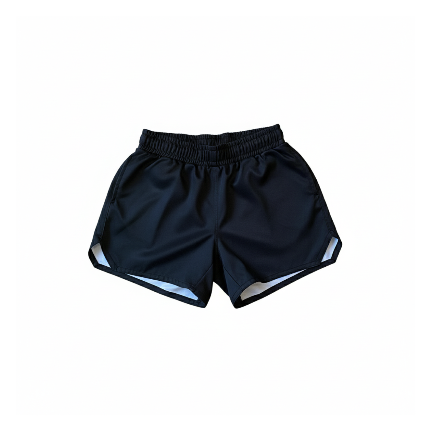 Pair of custom combat shorts from Instinct Jiu-Jitsu with a sleek black design and adjustable waistband for martial arts training.