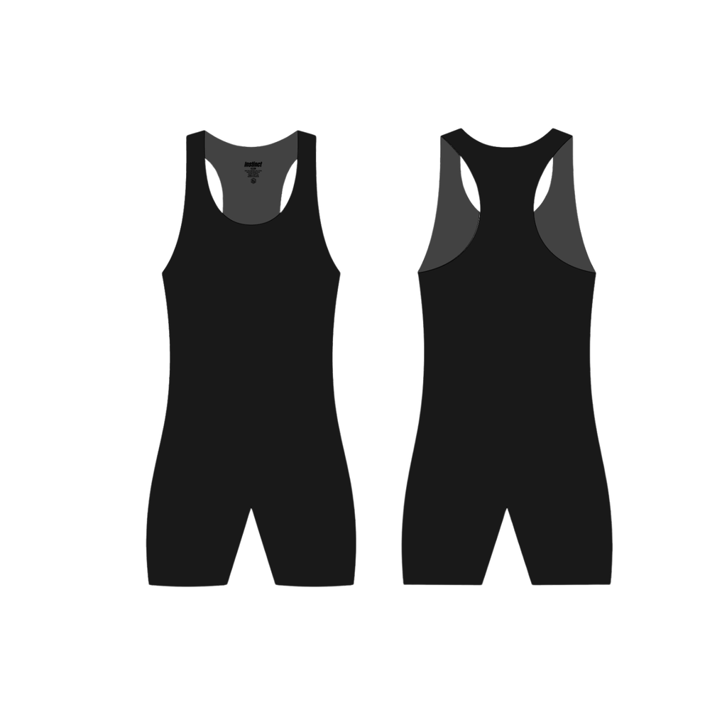 Instinct Jiu-Jitsu custom singlet displayed with black and white design, lightweight martial arts uniform for training and competition