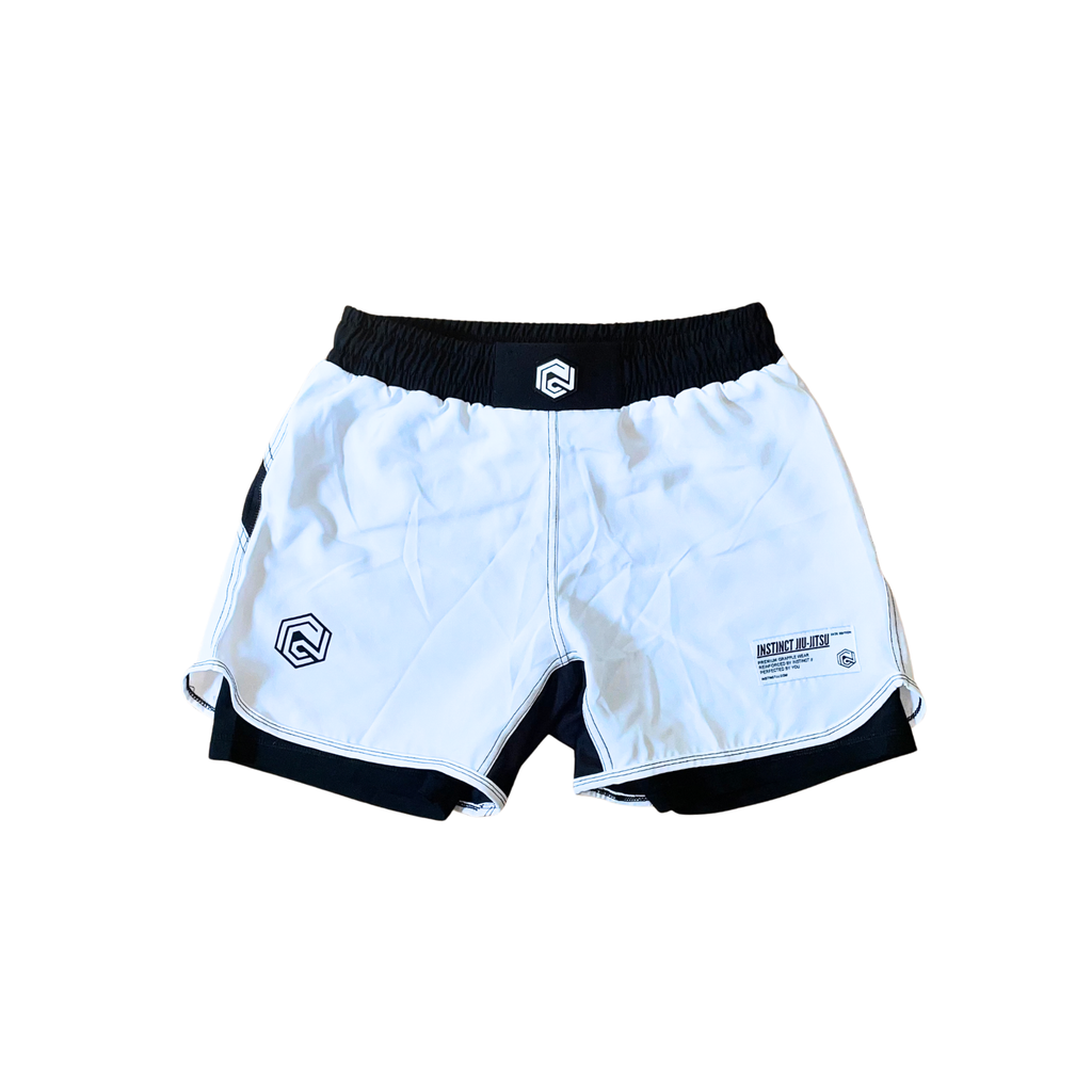 RANKED SERIES V1 COMBAT SHORTS - WHITE - INSTINCT JIU-JITSU