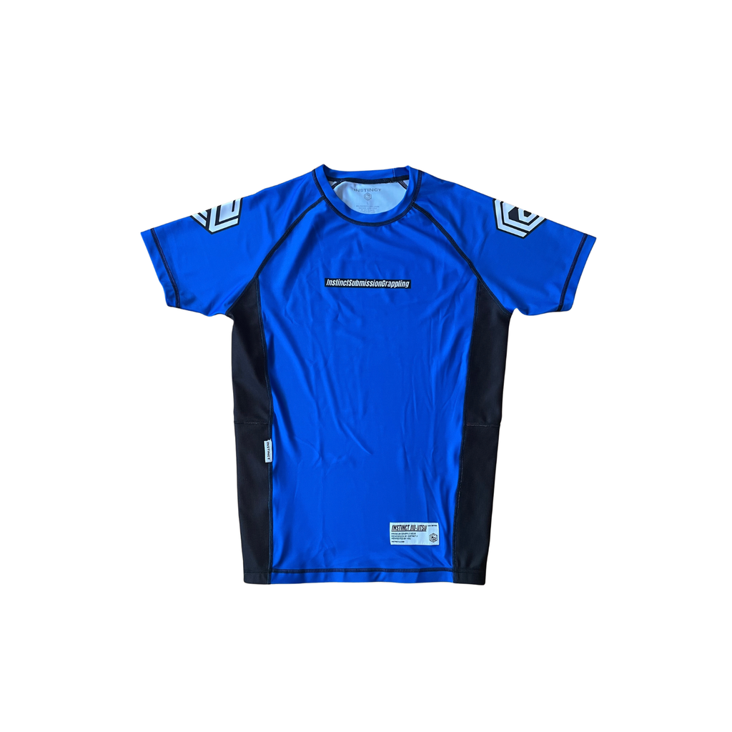 RANKED SERIES V1 SHORT SLEEVE RASH GUARD - BLUE - INSTINCT JIU-JITSU
