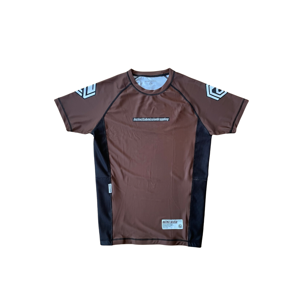 RANKED SERIES V1 SHORT SLEEVE RASH GUARD - BROWN - INSTINCT JIU-JITSU