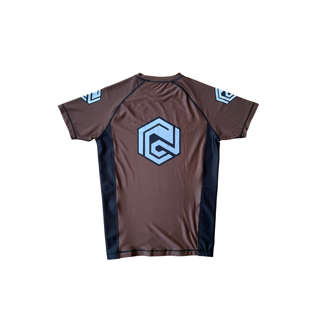 RANKED SERIES V1 SHORT SLEEVE RASH GUARD - BROWN - INSTINCT JIU-JITSU