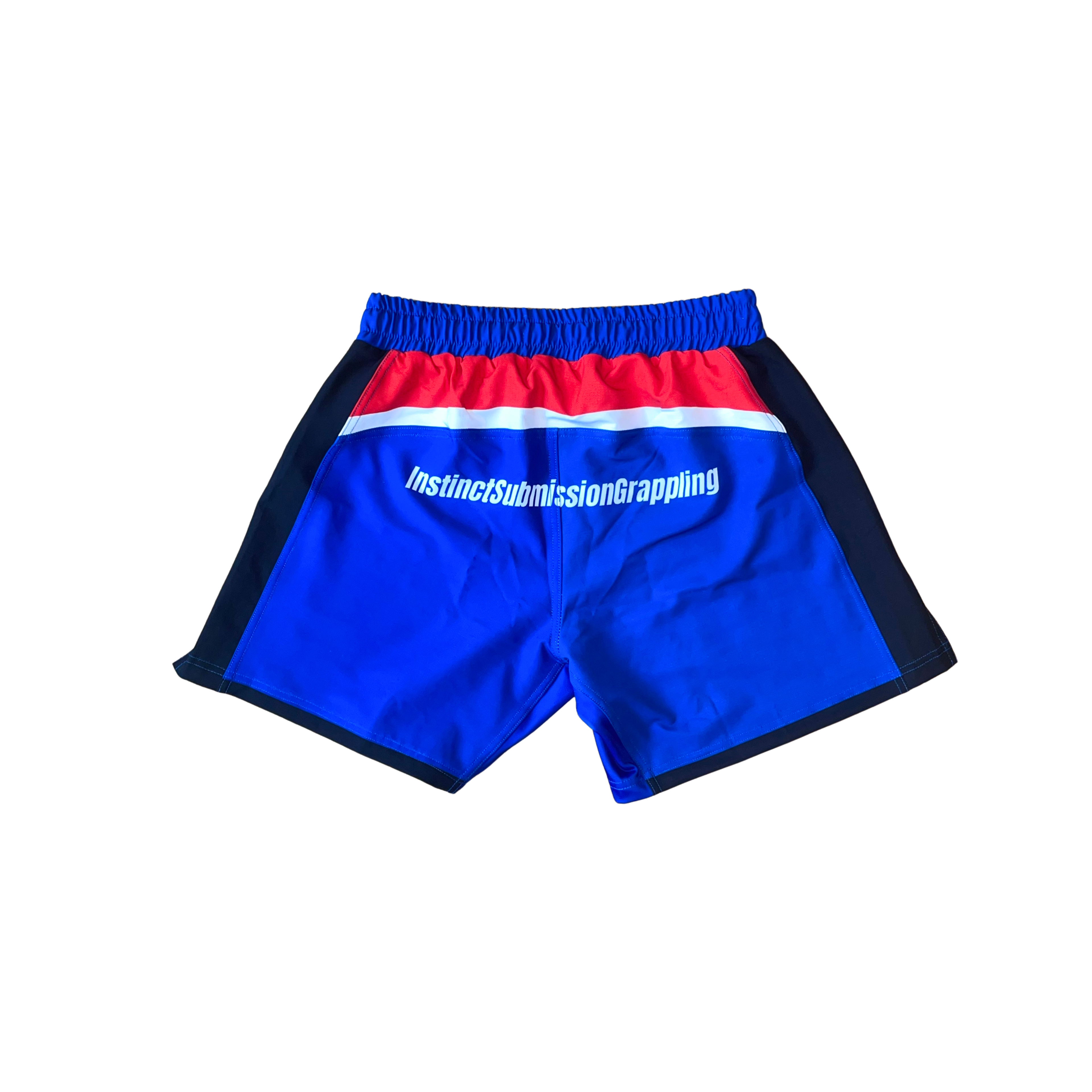 Instinct Jiu-Jitsu Grand Prix Series Velocity Combat Shorts, black with white logo, designed for martial arts training and competition.