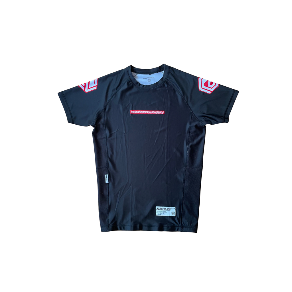 RANKED SERIES V1 SHORT SLEEVE RASH GUARD - BLACK - INSTINCT JIU-JITSU