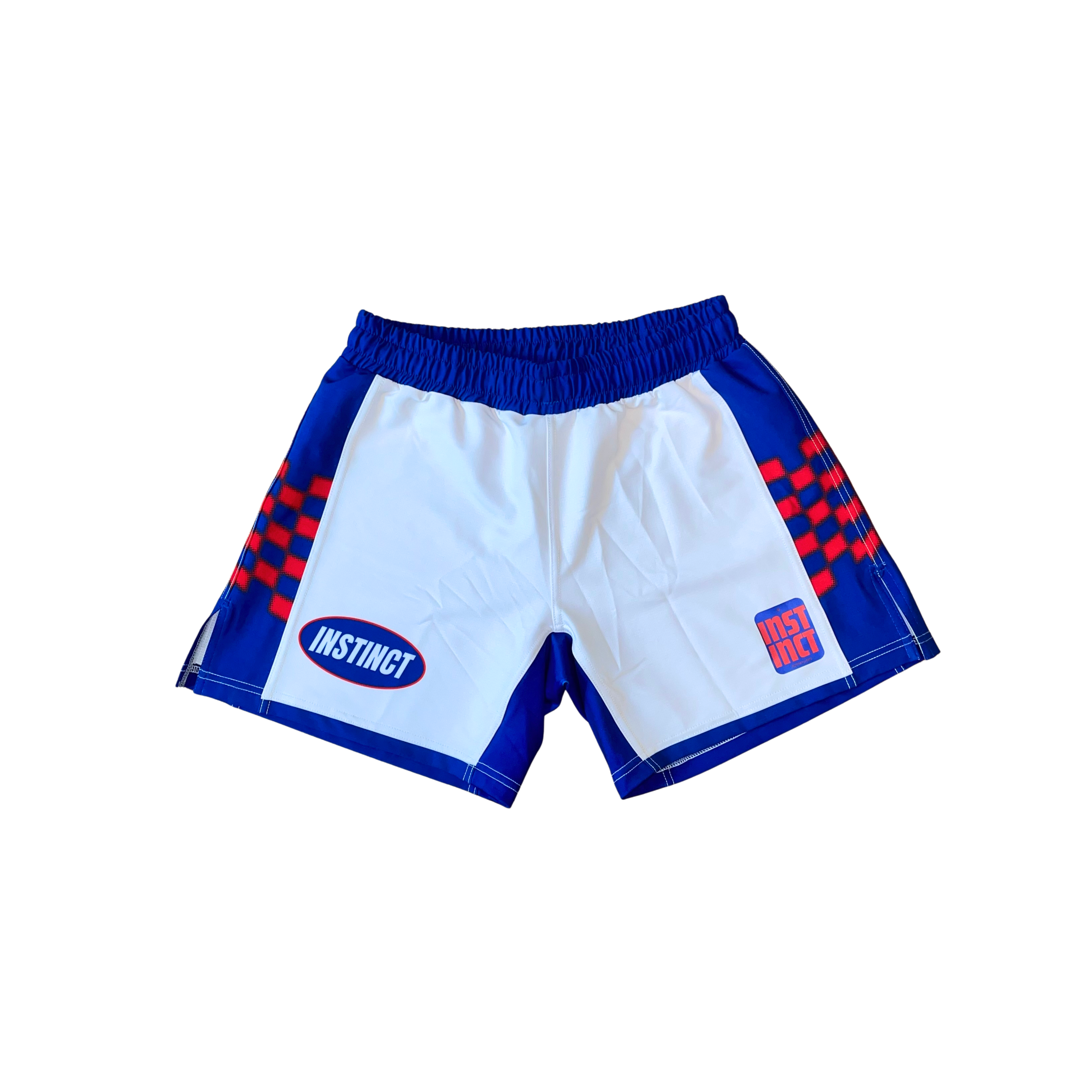 Instinct Jiu-Jitsu Grand Prix Series podium combat shorts in black with branding, designed for martial arts training and competition.